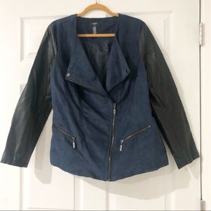 Alfani Blue Suede & Leather moto jacket
